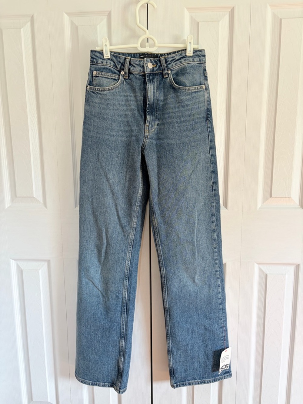 ASOS Straight Leg Jeans in Medium Blue Wash